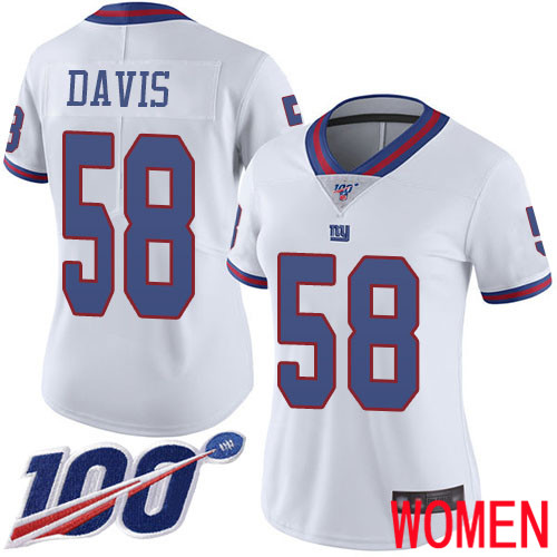 Women New York Giants #58 Tae Davis Limited White Rush Vapor Untouchable 100th Season Football NFL Jersey->women nfl jersey->Women Jersey
